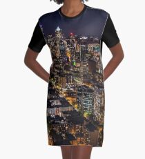 Seattle Skyline from the Space Needle - Travel - Washington - Night Graphic T-Shirt Dress