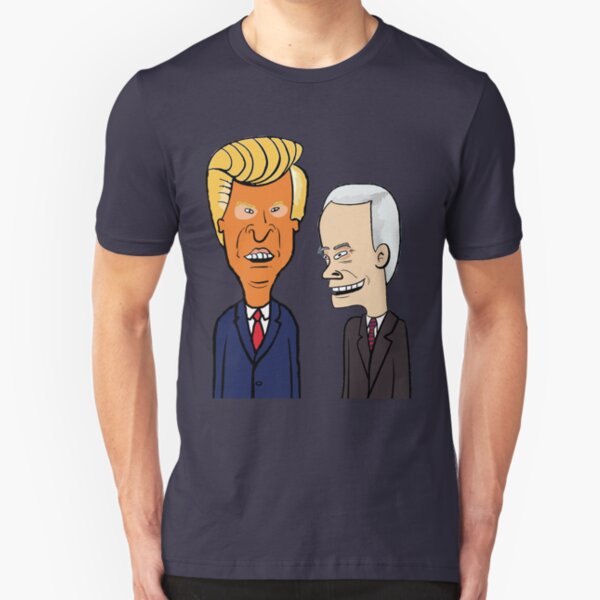 TRUMP PENCE BEAVIS BUTTHEAD PARODY PCM MEMES Slim Fit T-Shirt