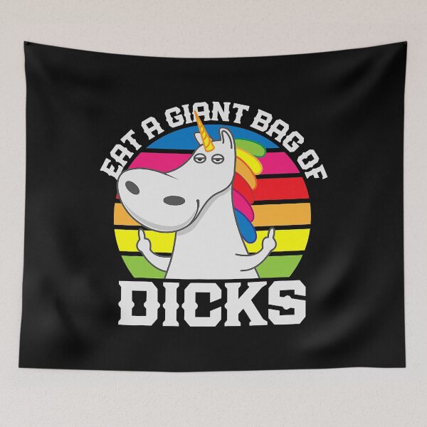 Item preview, Eat A Giant Bag of Dicks Unicorn Flipping The Bird Adult Gag designed and sold by douglasgary019.