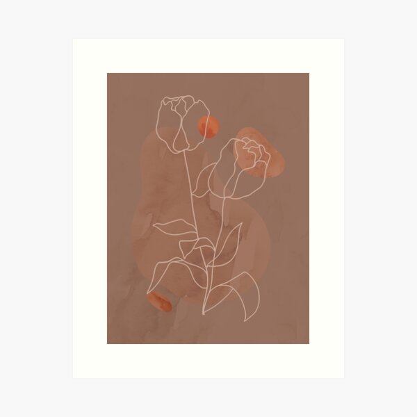 Minimalist illustration of a flower in earth colors Art Print