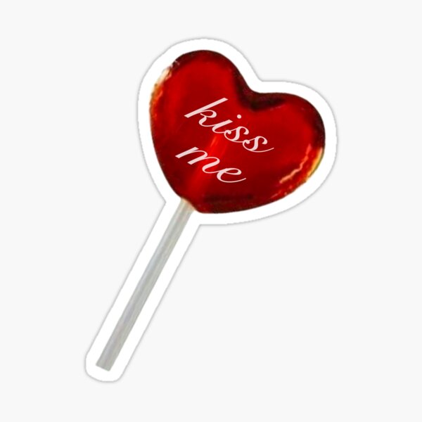 Lollipop Valentine Kiss Me Y2K Coquette Orb Cherry Red Sticker