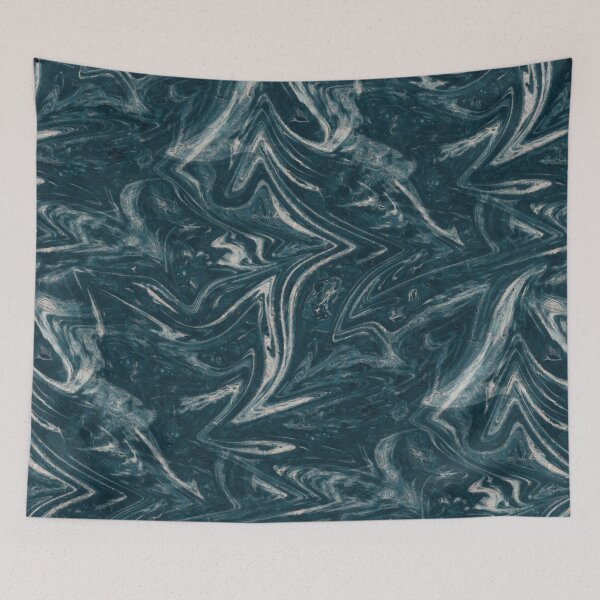 Item preview, Dark Teal River: Dark Blue Green Abstract Marble designed and sold by nimreninmu.