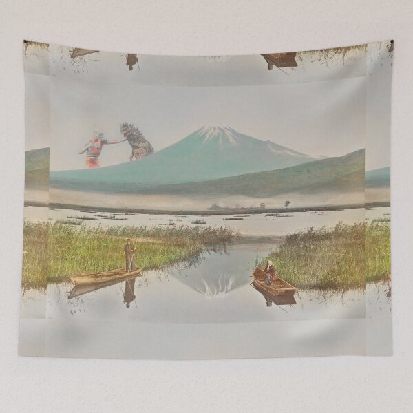 Item preview, Vintage Monster Fight in Mount Fuji designed and sold by vampdearie.