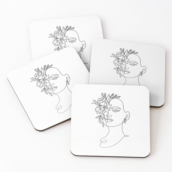 Item preview, Line art woman face with flower designed and sold by ZafranOnline.