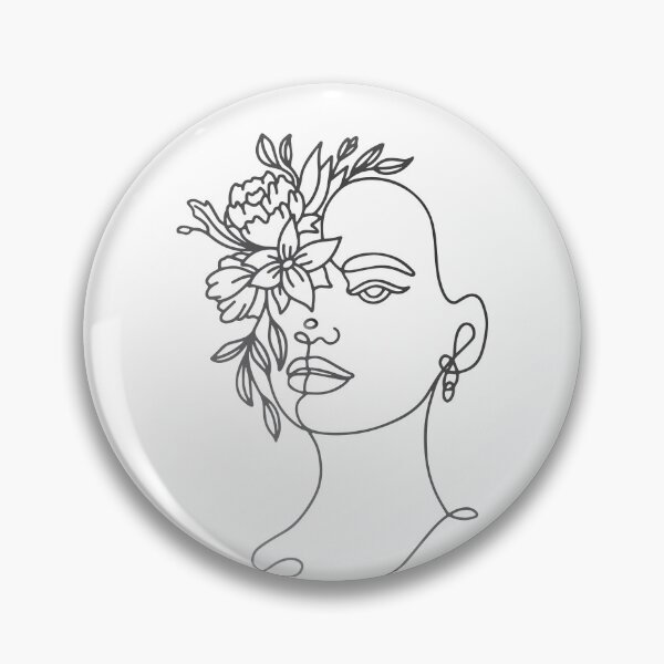 Item preview, Line art woman face with flower designed and sold by ZafranOnline.