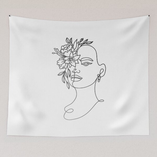 Item preview, Line art woman face with flower designed and sold by ZafranOnline.