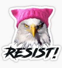 Resist - Bald Eagle Wearing Pink Knitted Pussy Hat Sticker