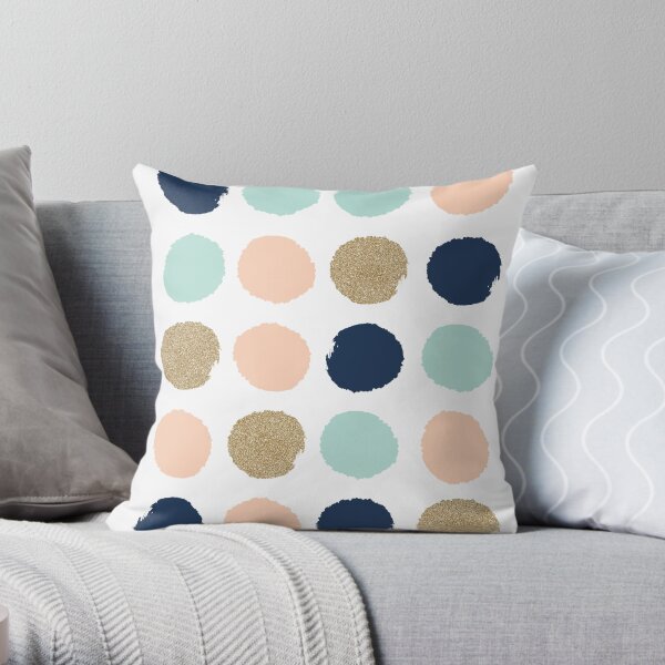 Wren - Brush strokes in modern colors turquoise, mint, navy, blush Throw Pillow