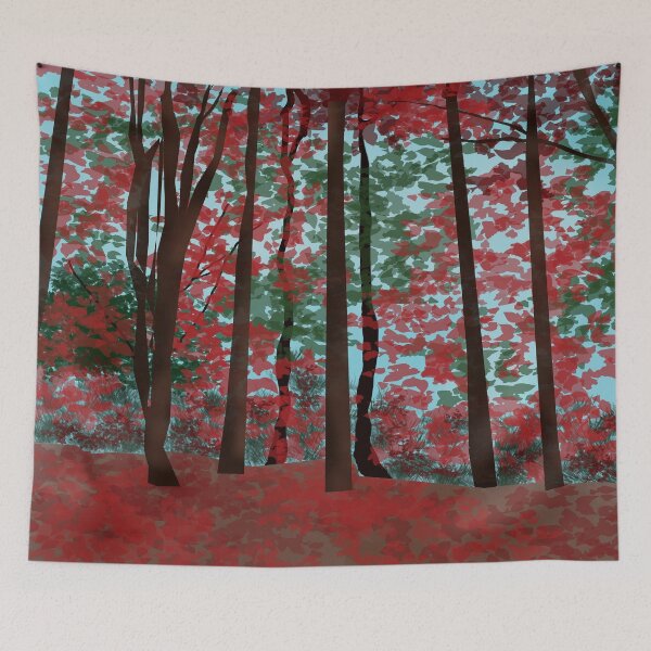Item preview, Trees with red leaves painting designed and sold by skysshobu.