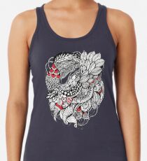 Hand gezeichnete feine Linie schwarze und rote Fantasie Tanktop für Frauen