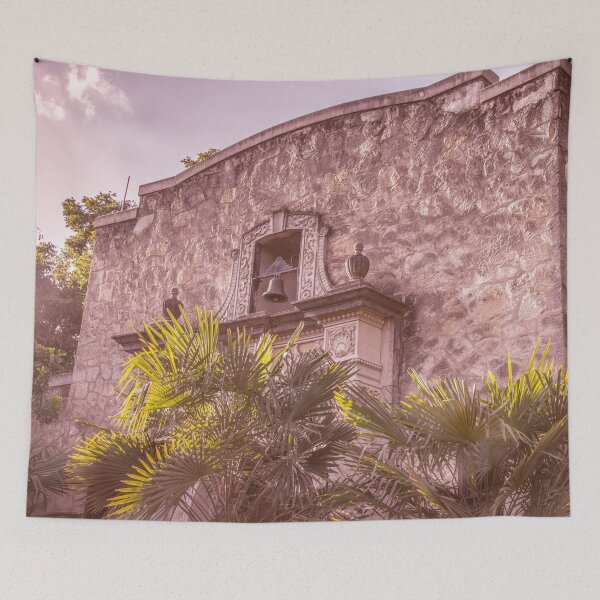 Item preview, Travel Wall Art Tapestry Alamo - San Antonio Texas Sunset Palm Tree Spanish Architecture  designed and sold by travel101.