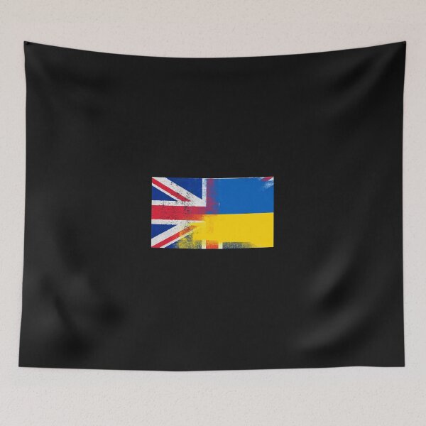 Aperçu de l'œuvre Britannique Ukrainien Moitié Ukraine Moitié Royaume-Uni Drapeau créée et vendue par PreshitaChhabra.