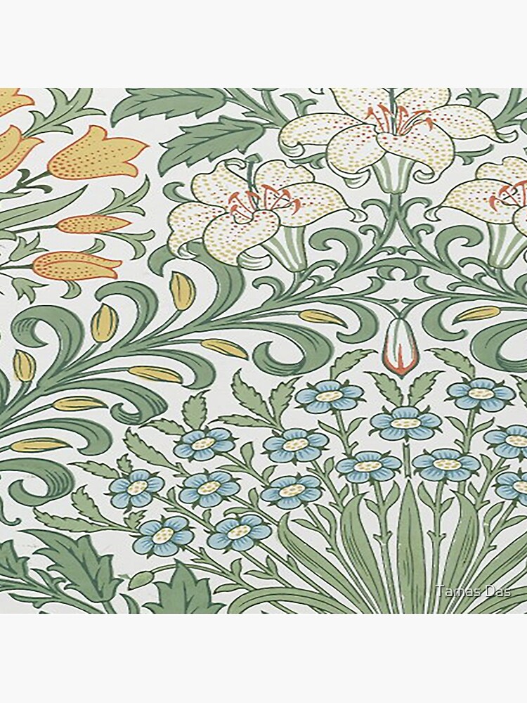 Aperçu 4 sur 4. Coussin avec l'œuvre William Morris Garden Pattern-Vintage Feuilles florales botaniques vertes et bleues -Papier peint victorien, créée et vendue par sibudas.
