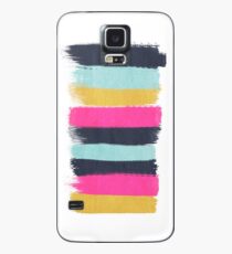 Funda/vinilo para Samsung Galaxy Inez - patrón horizontal de pincelada en rosa, azul marino, dorado y menta