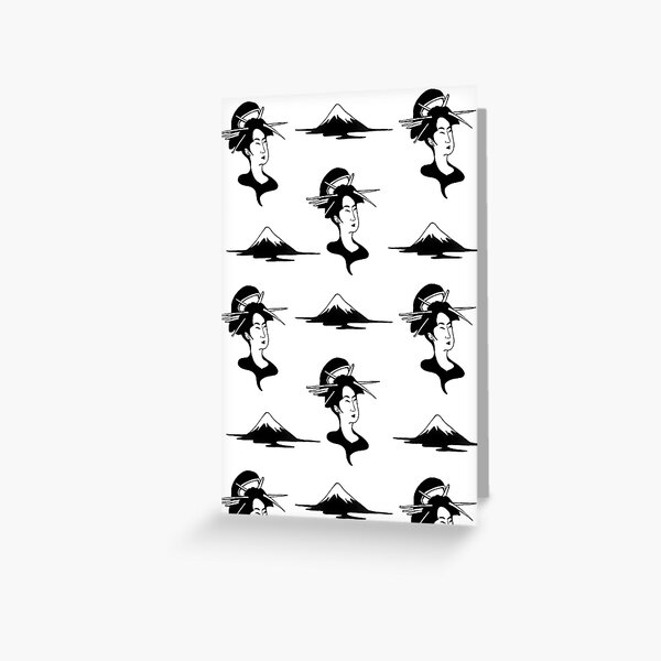 Fuji and Geisha pattern Greeting Card