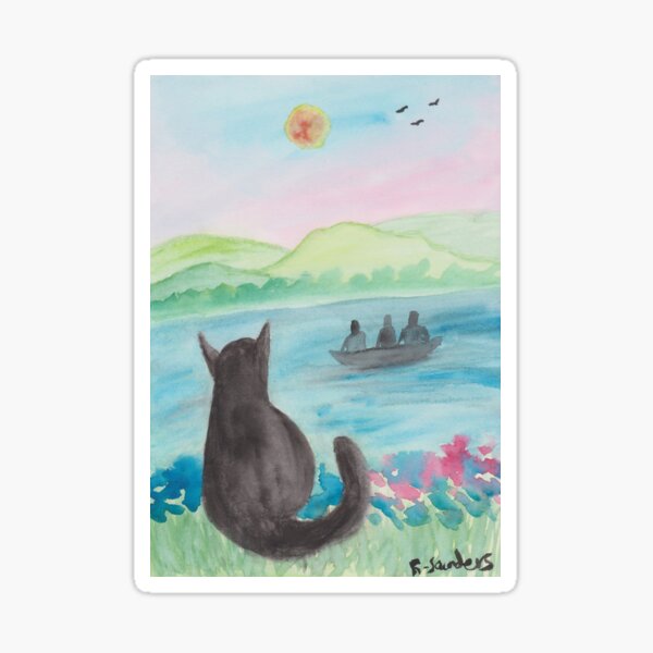 The Cat And The Fishermen Sticker