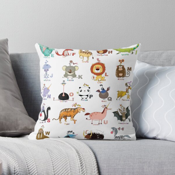 The Icky Animal Alphabet Throw Pillow