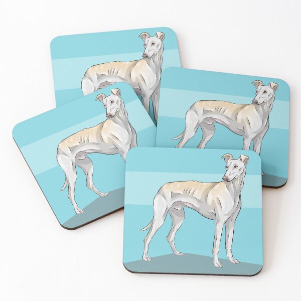 Item preview, Cute Spanish Greyhound | Galgo Dog | Fawn | Blue Background designed and sold by shirinsart.
