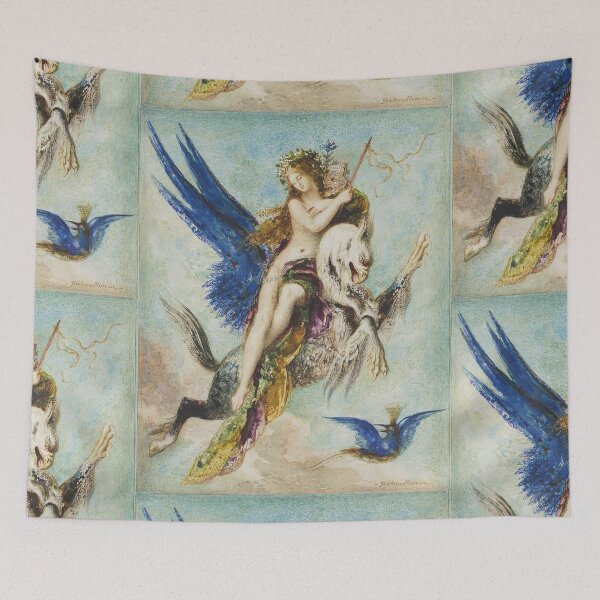 Item preview, Lady Riding a Griffin Vintage Gustav Moreau painting designed and sold by Vintage Designs +.