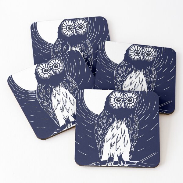 Item preview, Owl Linocut | Moonlight | Monochrome designed and sold by Maddy Bennett.