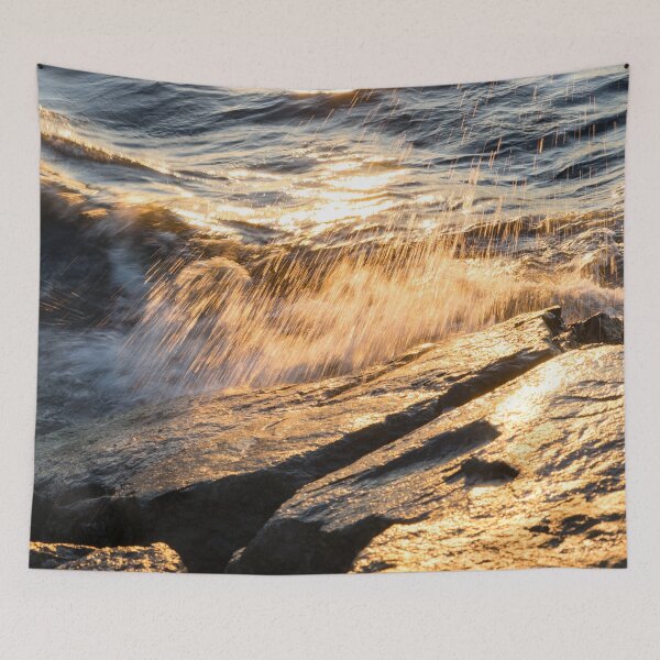 Item preview, Golden Shower on the Rocks - Slo Mo Waves and Sunshine designed and sold by Georgia Mizuleva.