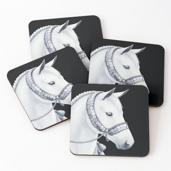 Item preview, White horse wearing oriental ornaments designed and sold by VictorineArt.
