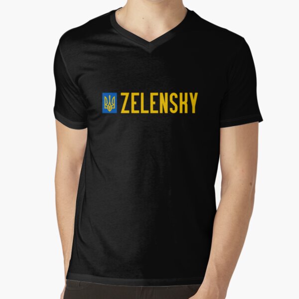 Volodymyr Zelensky Ukraine President. I Stand with Ukraine. Save Ukraine. I love Ukraine. V-Neck T-Shirt