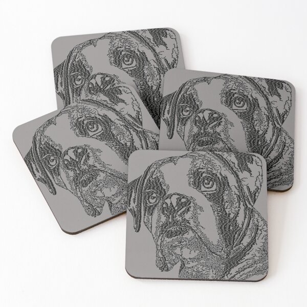 Item preview,  Machine Embroidery, Beautiful, Embroidered Monochrome Boxer Dog, Cute Boxer For Dog Lover, Stitch crafting, unique embroidered art designed and sold by RudolphBarnard.