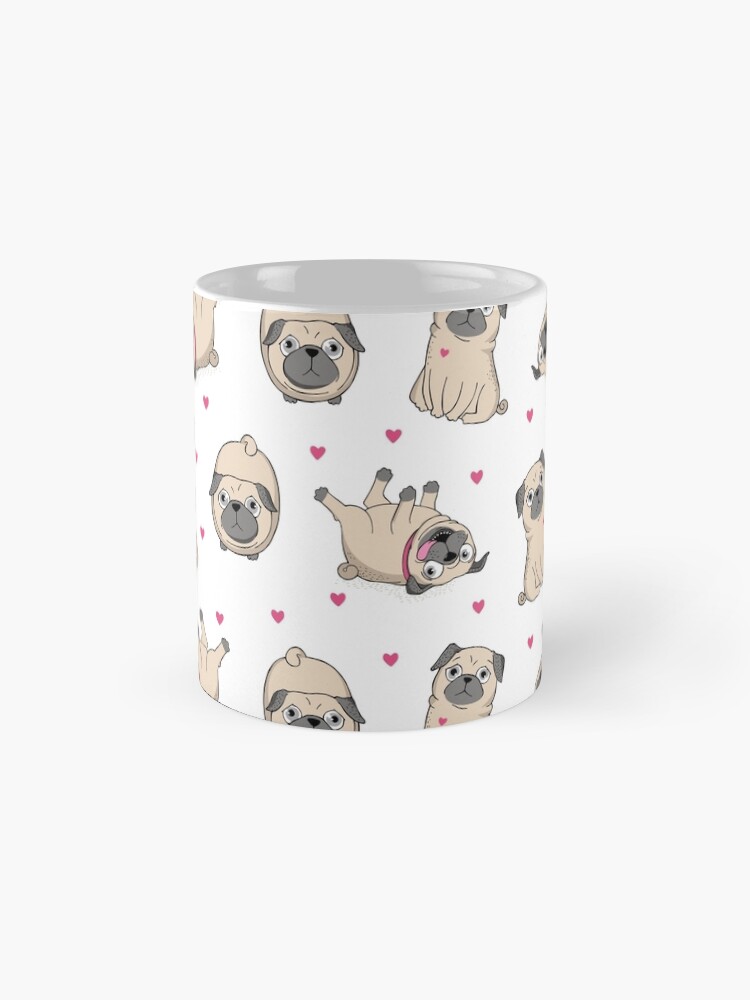 Alternate view of Cute Pug Dog with Love Hearts Coffee Mug