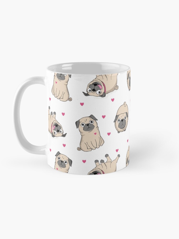 Alternate view of Cute Pug Dog with Love Hearts Coffee Mug