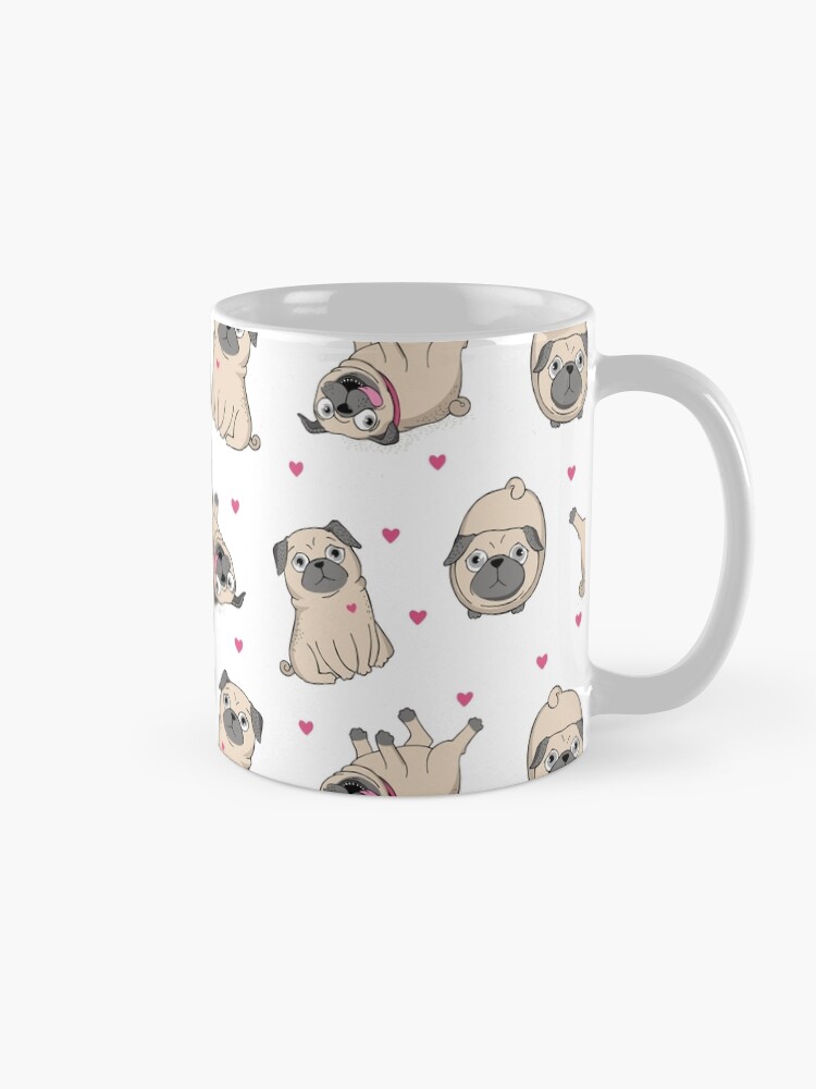 Alternate view of Cute Pug Dog with Love Hearts Coffee Mug