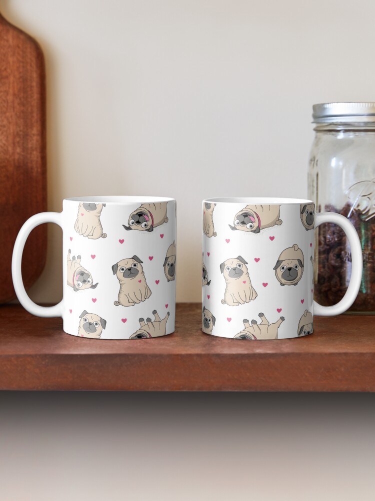 Alternate view of Cute Pug Dog with Love Hearts Coffee Mug