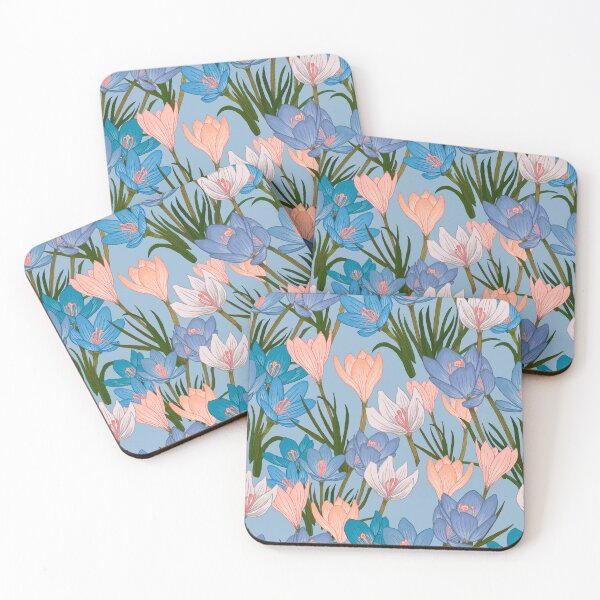 Item preview, Crocuses Blue and Coral designed and sold by Sanna Kuusimurto.