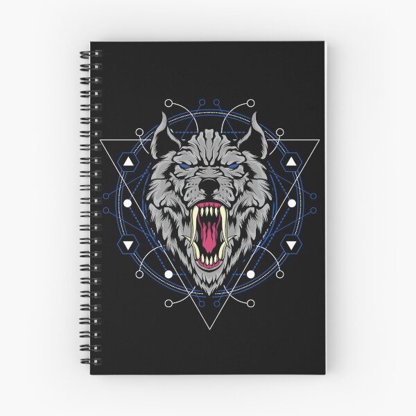 Item preview, Black Wolf With Blue Eyes Sacred Geometry long teeth designed and sold by GraphismNinja.