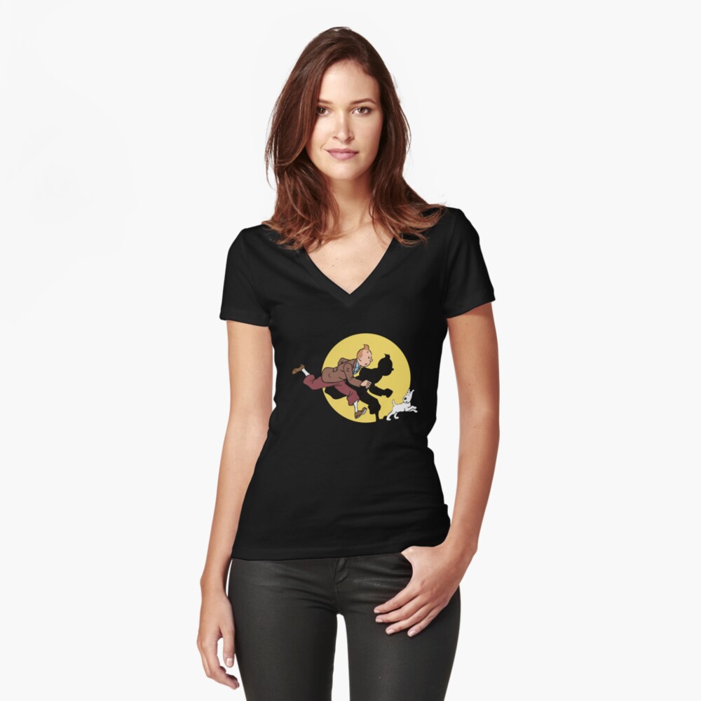 Vista previa del artículo con la obra «Camiseta entallada de cuello en V», diseñado y vendido por Vonalford.