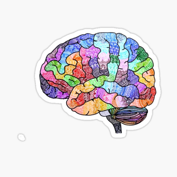 Embroidered Look - Rainbow Brain  Sticker for Sale by Laura Bundesen