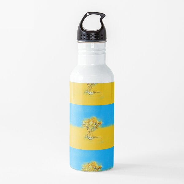 Ukraine Funds Support Image by British artist Lynn Ede yellow sunflowers and blue Water Bottle