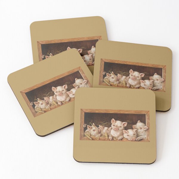 Item preview, The Prize Piggies. Cute framed piglets in hay. designed and sold by SolidEarthArt.