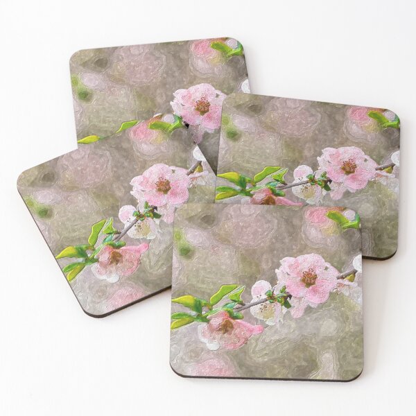 Item preview, Pink Flowering Quince Branch Painterly designed and sold by mljdwhite.
