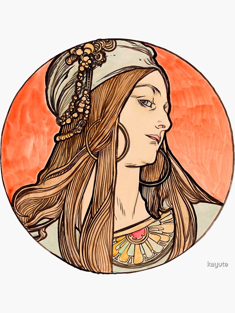 Alphonse Mucha - Stained Gypsy Woman by kayute