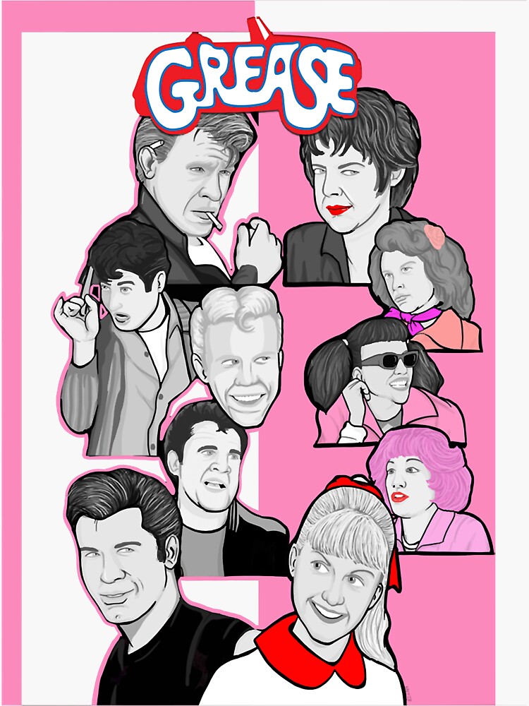 "Grease character collage For Fans" Sticker by NoemiGibson Redbubble