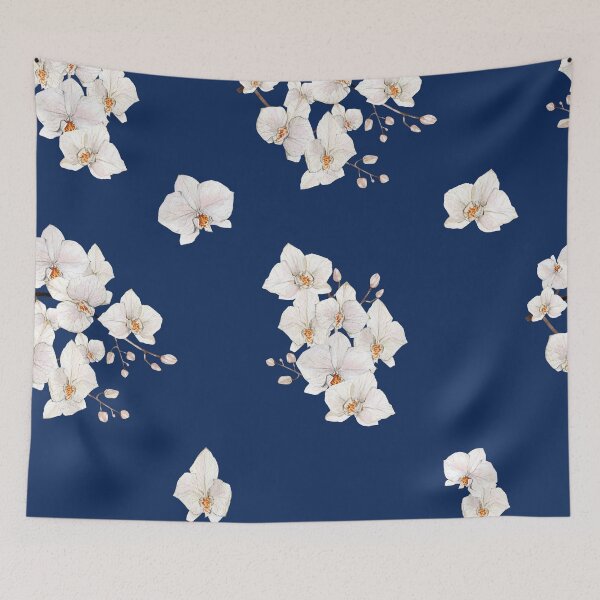 Item preview, White Lily Watercolor Flower on Sodalite Blue designed and sold by HiddenPuppets.