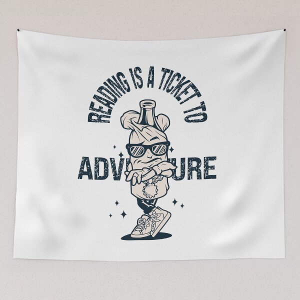 Item preview, Reading Is A Ticket To Adventure Funny Book Lovers Distressed Text Gift For Women And Men designed and sold by pedrored369.