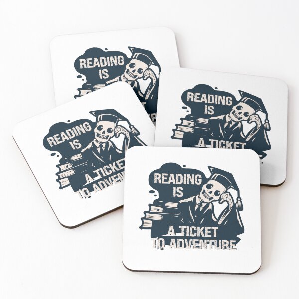 Item preview, Reading Is A Ticket To Adventure Funny Book Lovers Skeleton Student Illustration Gift For Women And Men designed and sold by pedrored369.