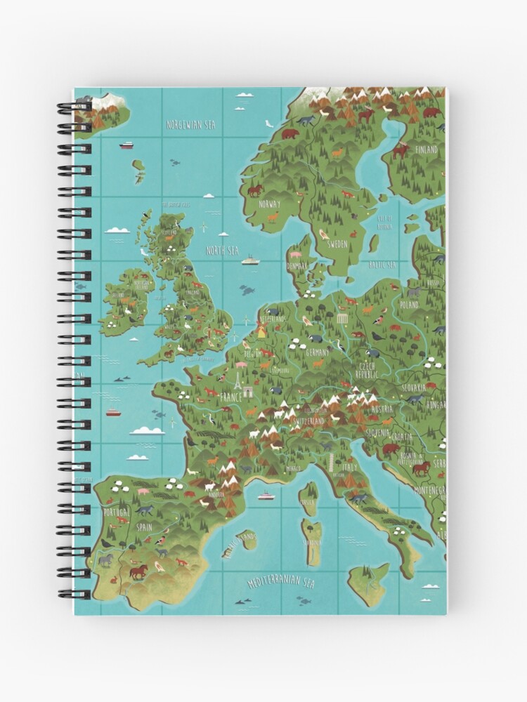 Thumbnail 1 of 3, Spiral Notebook, Illustrated Map of Europe designed and sold by sophieeves90.