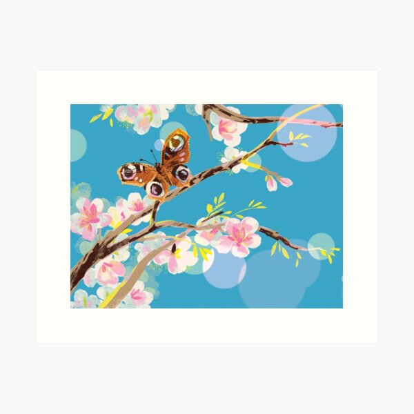 Butterfly and flowers Art Print