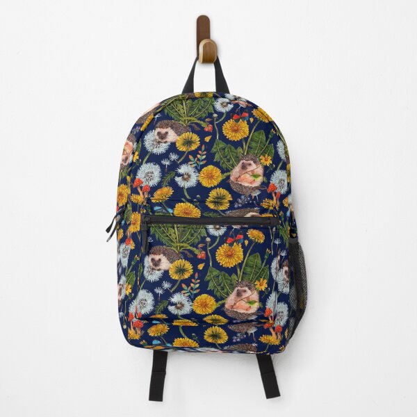Item preview, Dandelion Flowers with hedgehogs - dark blue designed and sold by janeferwong.