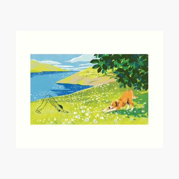 yoga and dog Art Print