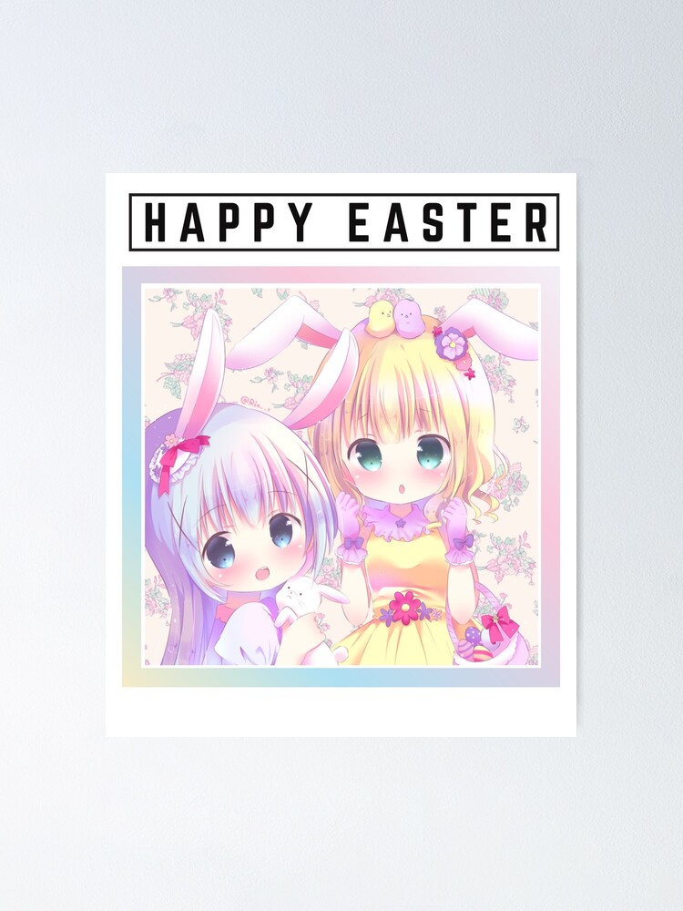 Cute Anime Dragon Happy Easter Bunny Ears - Easter Dragon - Sticker |  TeePublic