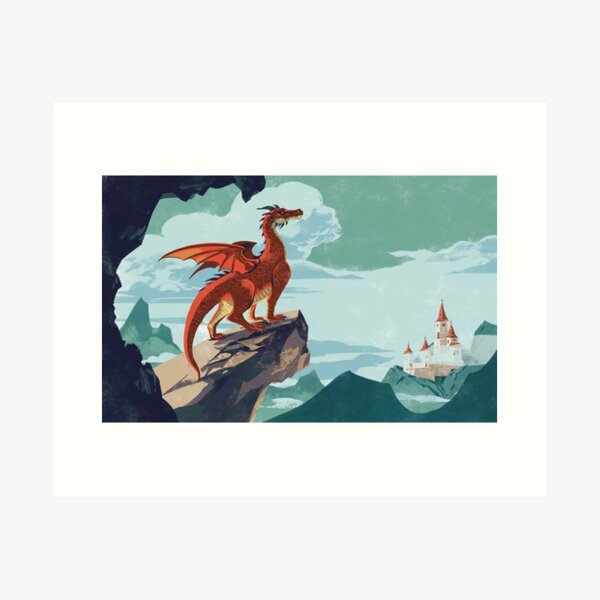 Dragon and castle Art Print
